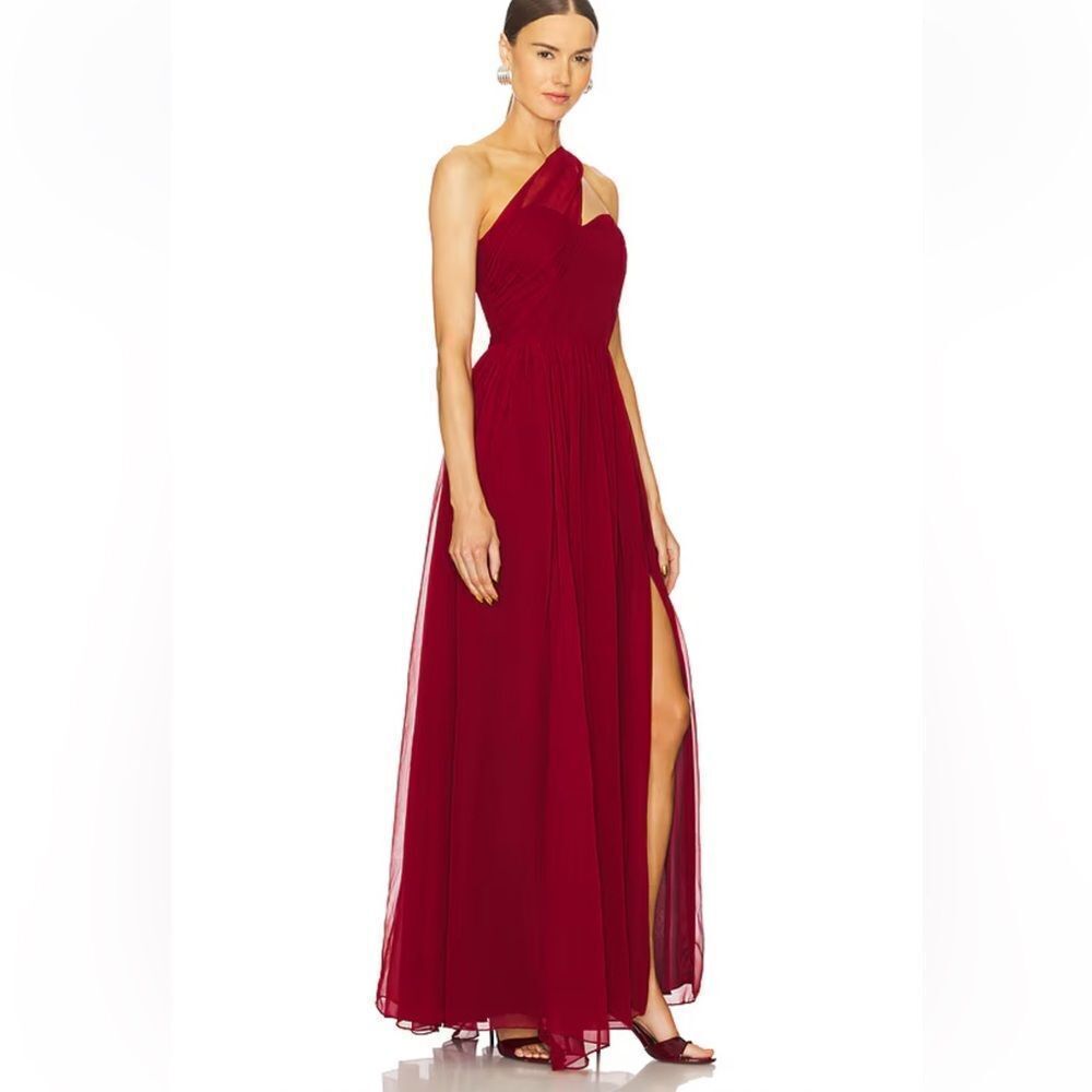 Yaura Imade Dress Wine Red Chiffon Gown Maxi Dress Revolve Nwt Us 4 — image 3 of 8